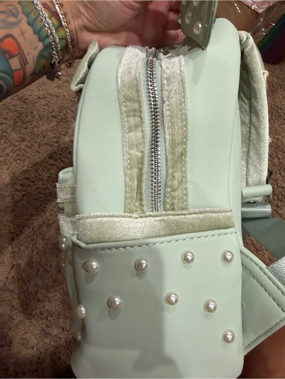 Disney Loungefly Mint Pearl backpack and wallet